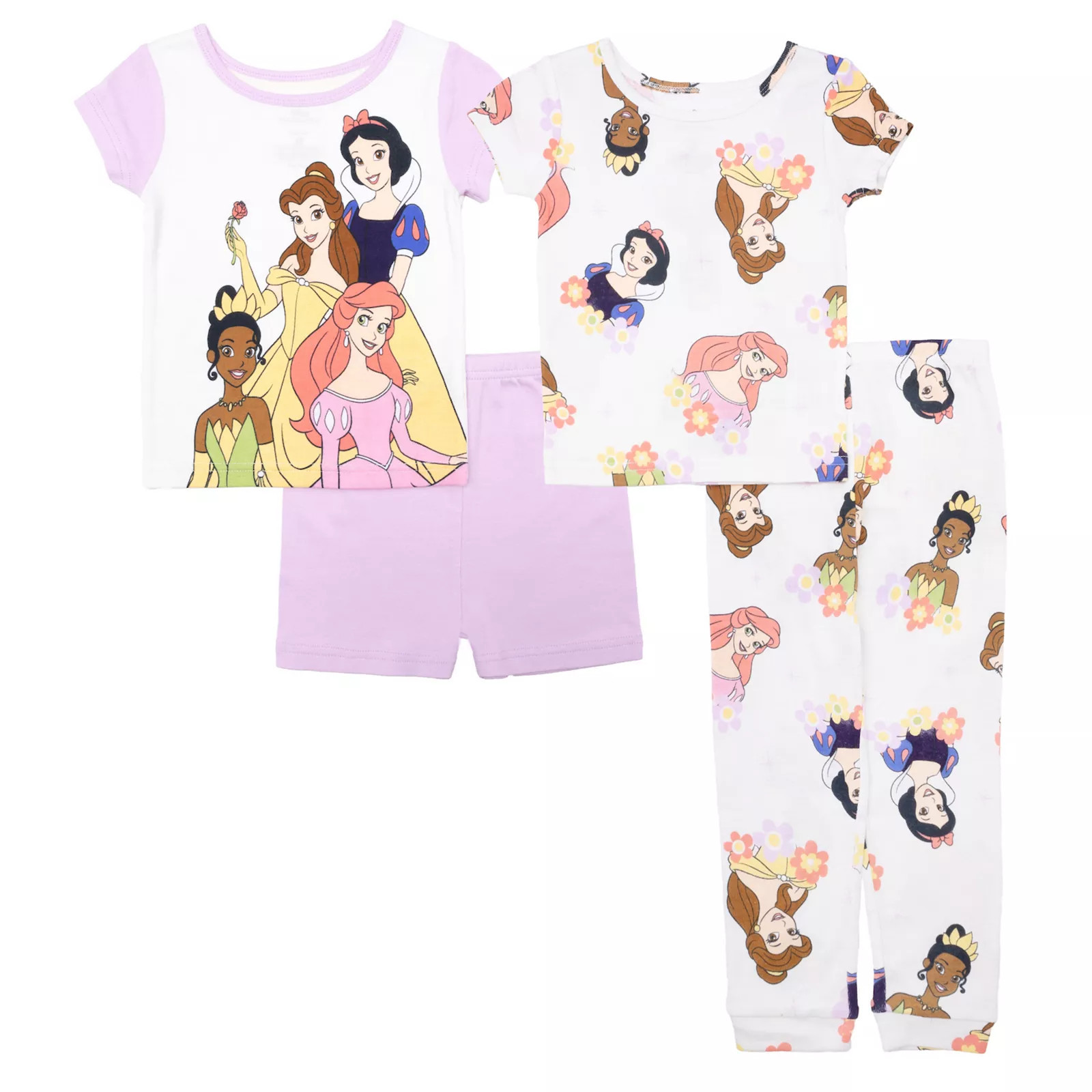 Disney's Princesses Toddler Girl 4-Piece Princess Spring Garden Pajama T-Shirts, Pajama Shorts & Pajama Pants Set, Toddler Girl's, Size: 3T | Kohl's