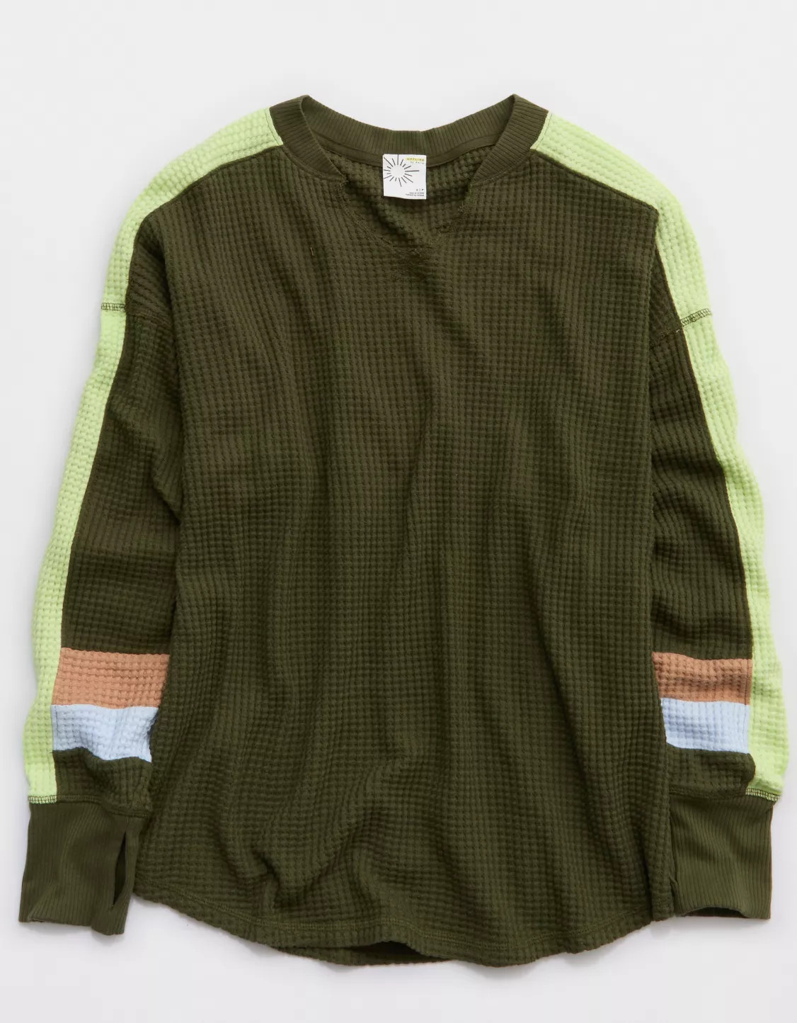 OFFLINE By Aerie Wow! Waffle Notch Neck Long Sleeve T-Shirt | Aerie