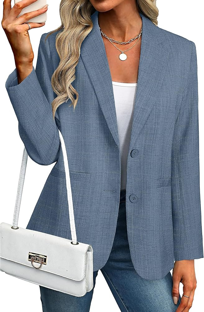Simplee Blazers for Women Business Casual 2026 Oversized Long Sleeve Open Front Lapel Suit Jacket... | Amazon (US)