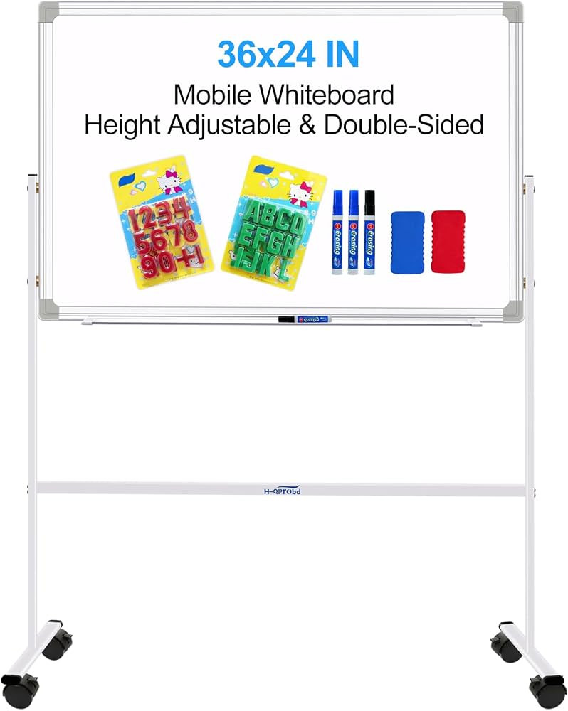 H-Qprobd Magnetic Dry Erase Board with Stand Double-Sided Mobile Whiteboard - 36"x24" Adjustable ... | Amazon (US)