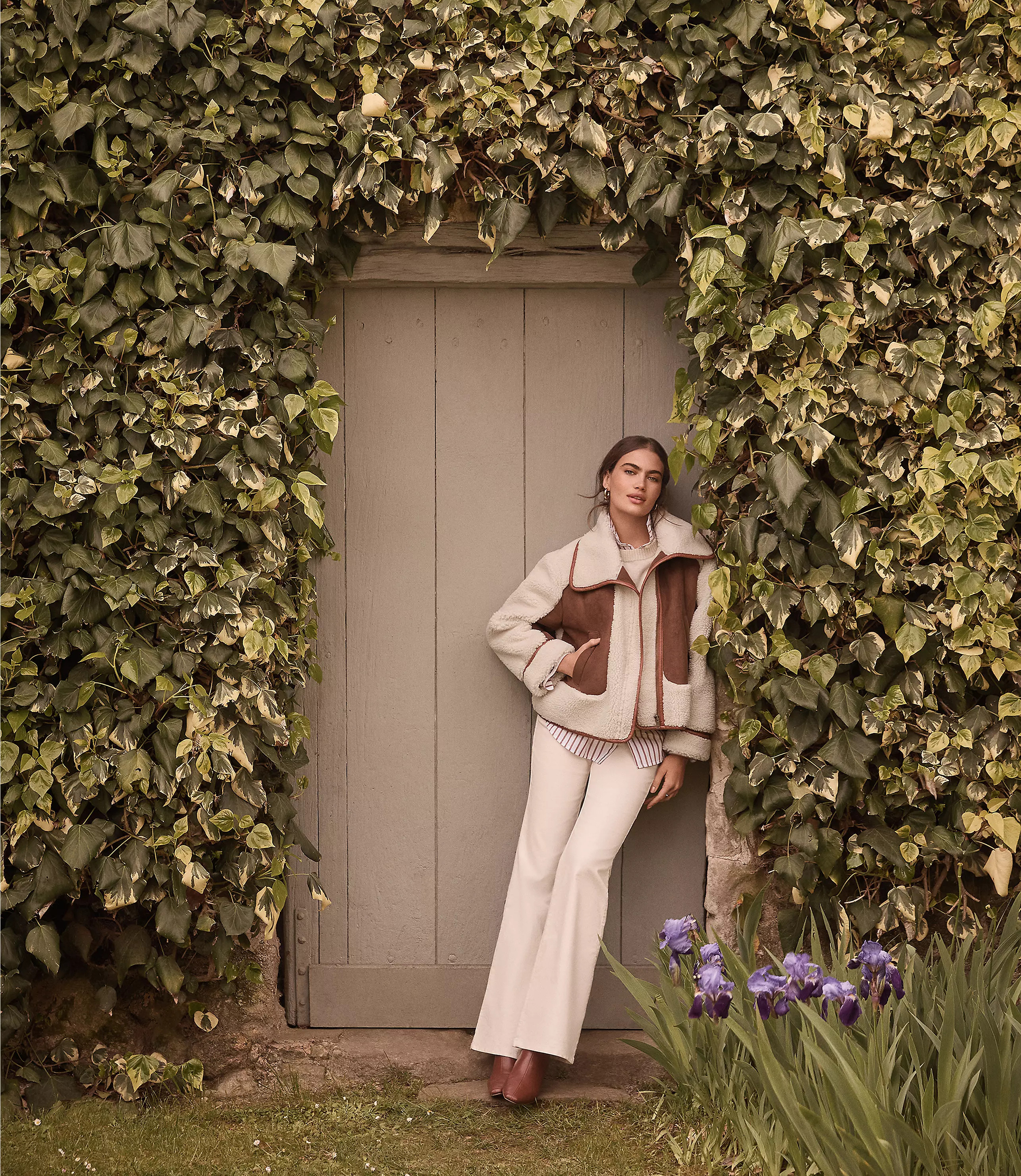 Faux Suede Sherpa Aviator Jacket | LOFT