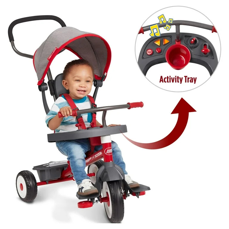 Radio Flyer, 4-in-1 Stroll 'N Trike with Activity Tray, Red & Gray, Convertible Tricycle - Walmar... | Walmart (US)