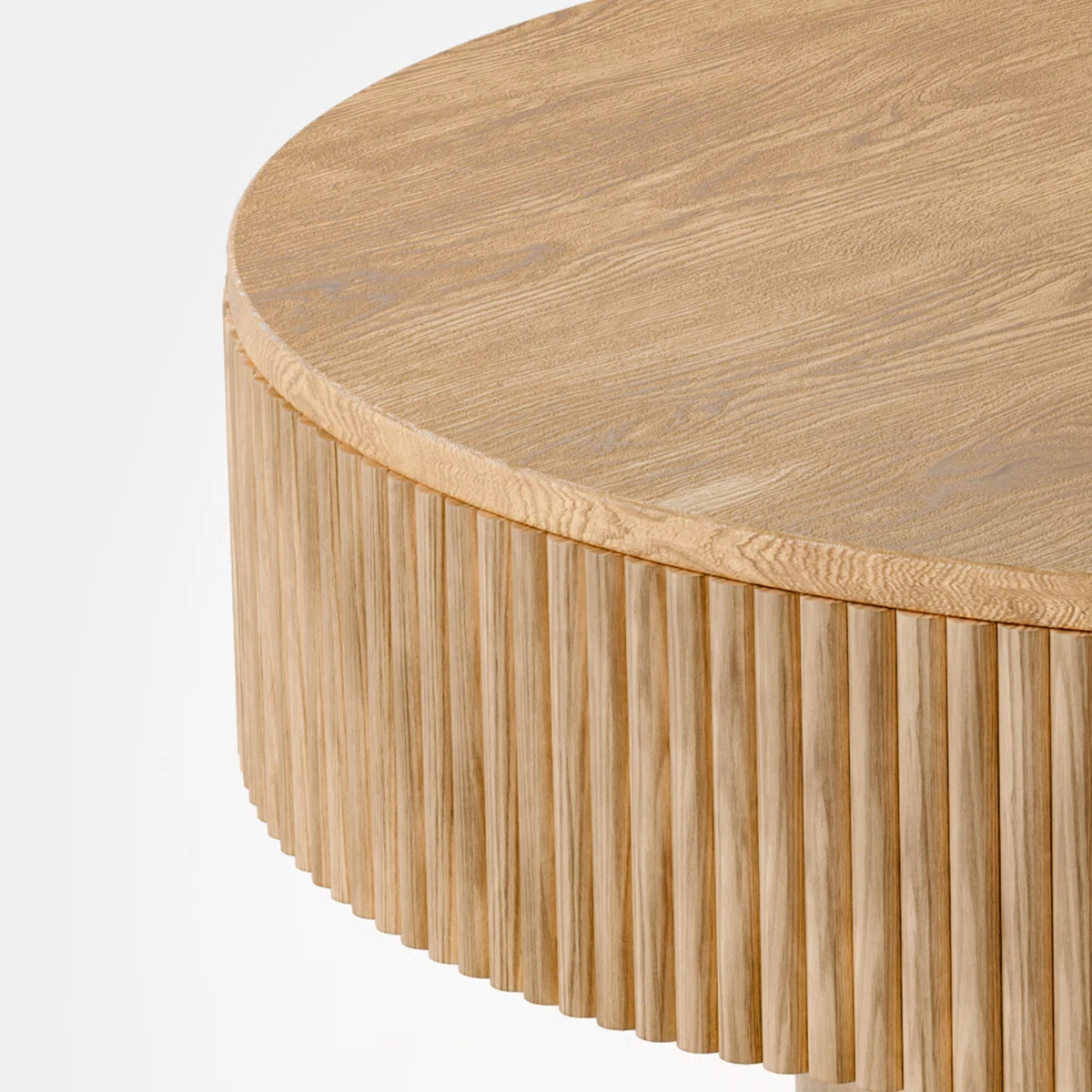 Fynlee Pedestal Round Coffee Table, Handcrafted Solid Wood Fluted Design | Wayfair North America