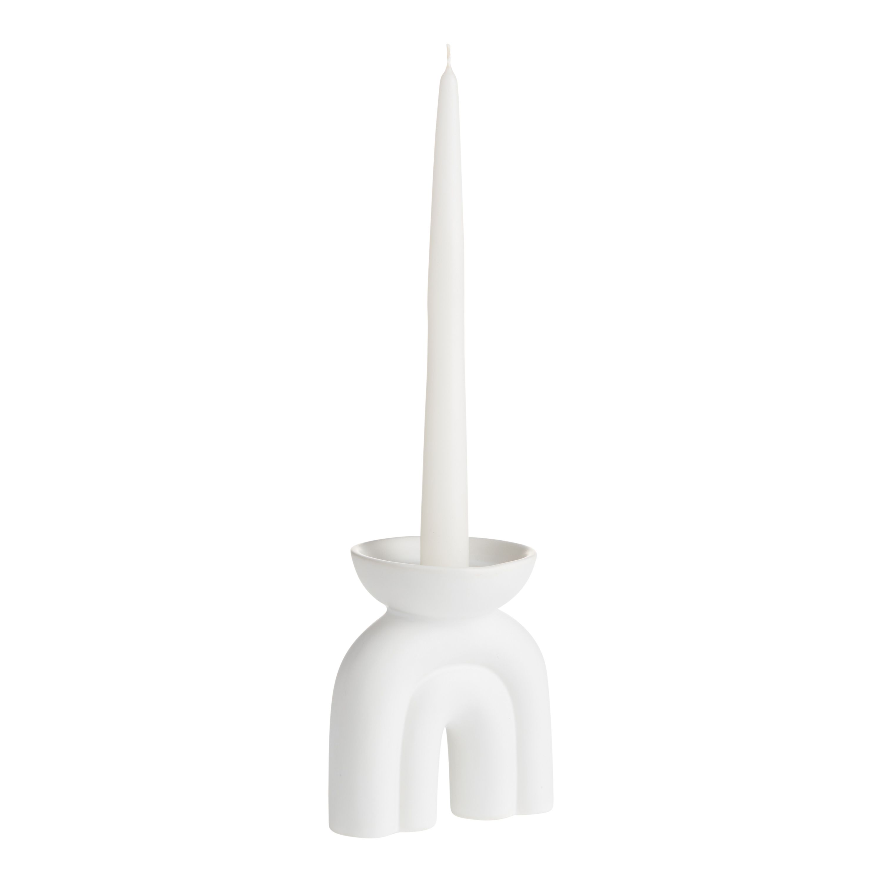 White Ceramic Arch Taper Candle Holder | World Market