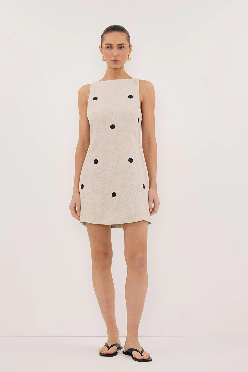 BEVERLY NATURAL SPOT LINEN MINI DRESS | DISSH