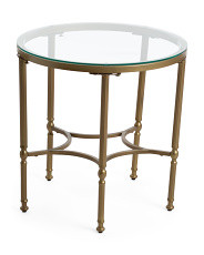 24in Iron And Glass Bonnifait Round Side Table | Marshalls