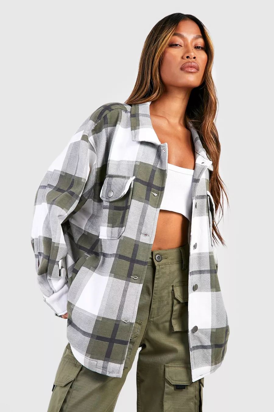 Tonal Check Trucker Jacket | Boohoo.com (US & CA)