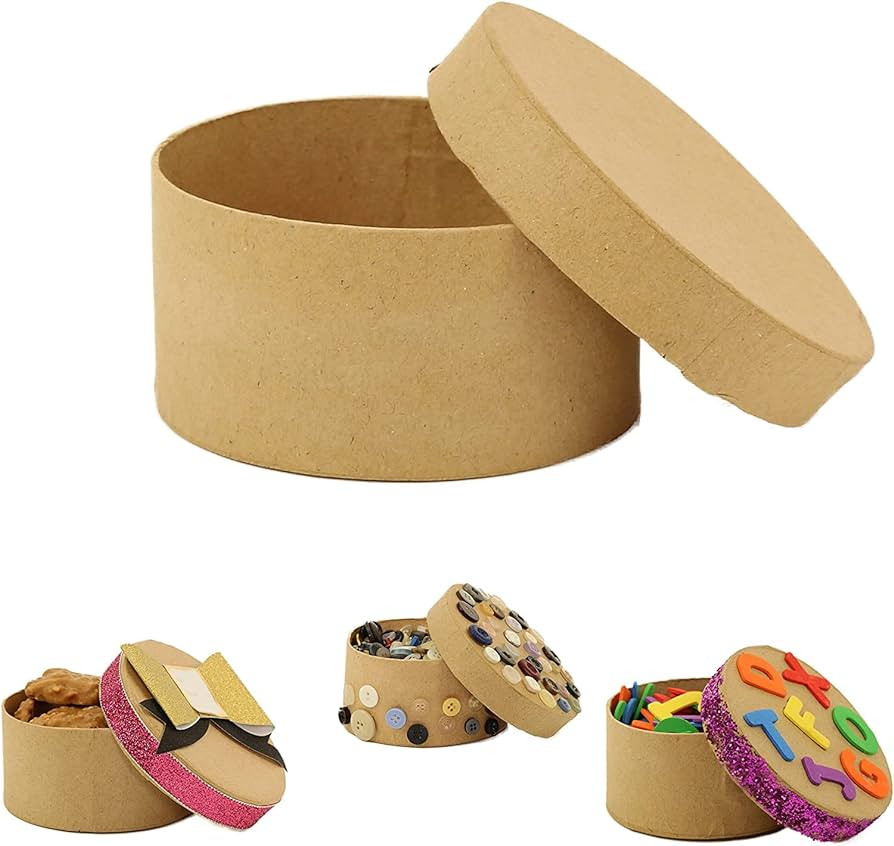 Better Crafts Round Paper-Mache Box DIY Gift Box with Lid (Pack of 6) | Amazon (US)