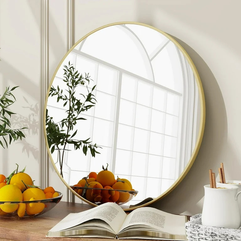 BEAUTYPEAK 24" Wall Mirror Bathroom Mirror Wall Mounted Round Mirror, Gold - Walmart.com | Walmart (US)
