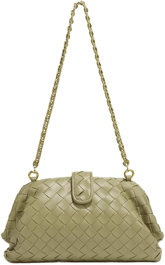 Woven Clutch Purse Shoulder Bag for Women Soft Tote Bag Shell Handbag Crossbody Bags Vegan Leathe... | Amazon (US)