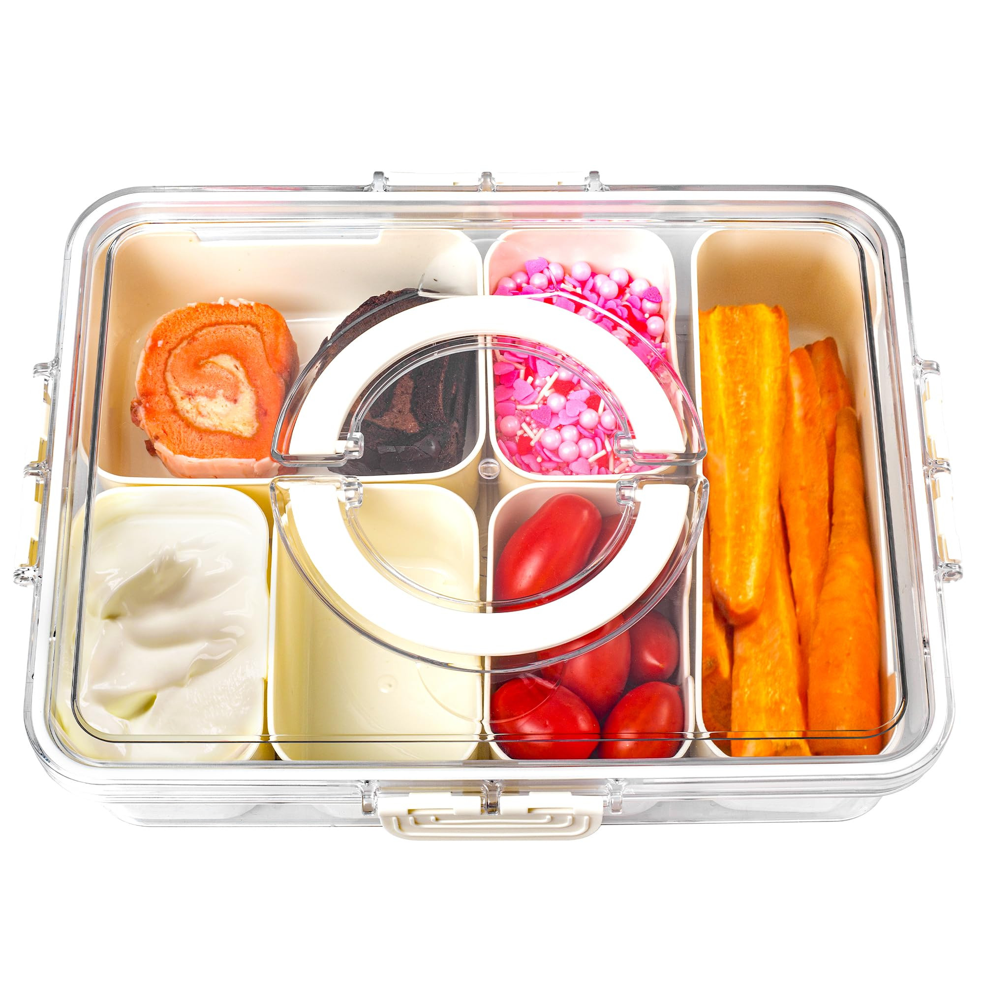 Bandesun Divided Serving Tray with Lid and Handle - Clear Organizer for Candy, Fruits, Nuts, Snac... | Amazon (US)