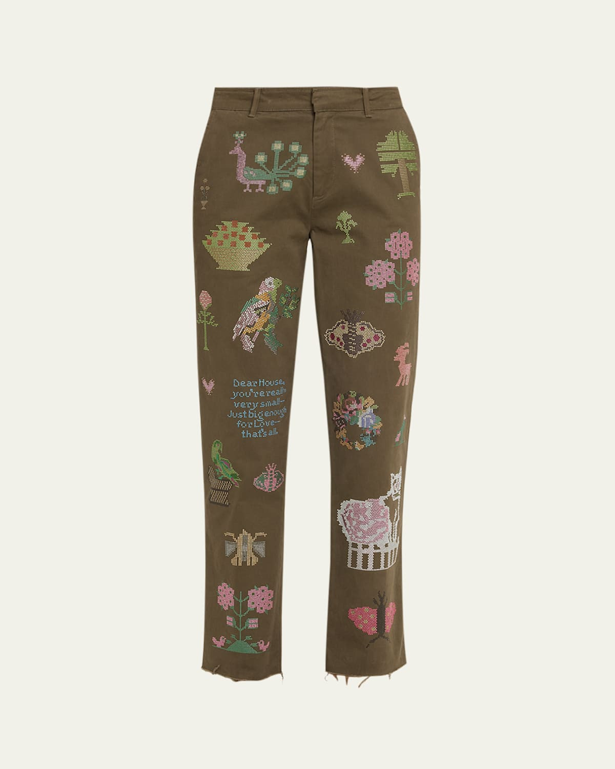 Needlepoint Embellished Slim-Leg Ankle Chino Pants | Bergdorf Goodman