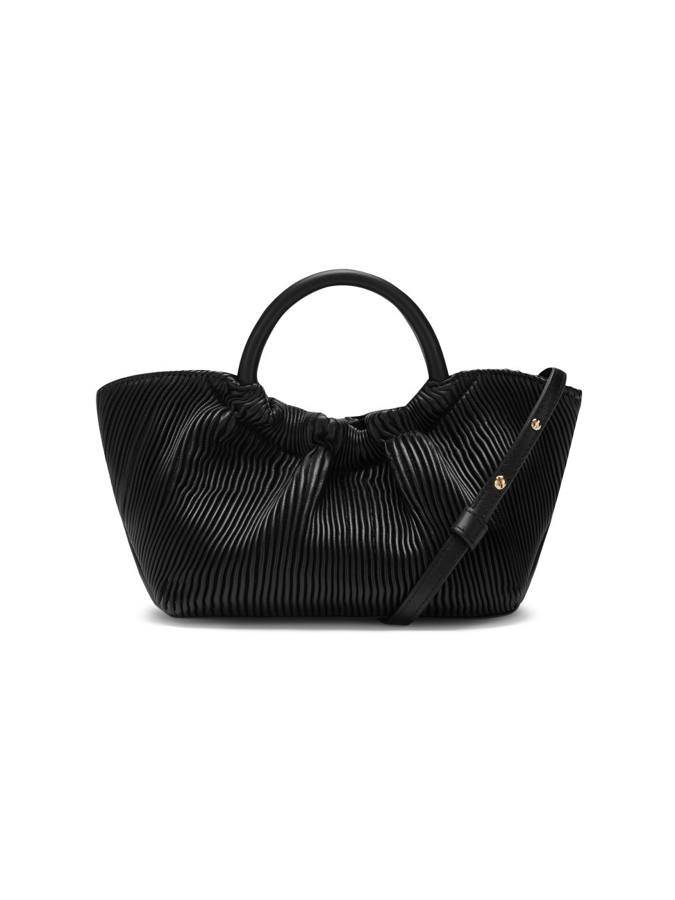 Women's Mini Los Angeles Pleated Leather Tote - Black | Saks Fifth Avenue