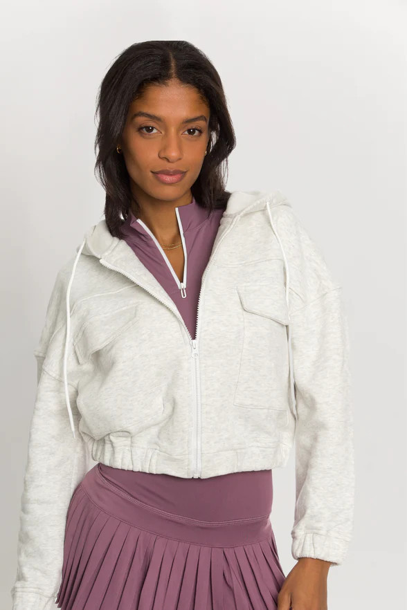 Heather White Hoodie Jacket | Gold Hinge