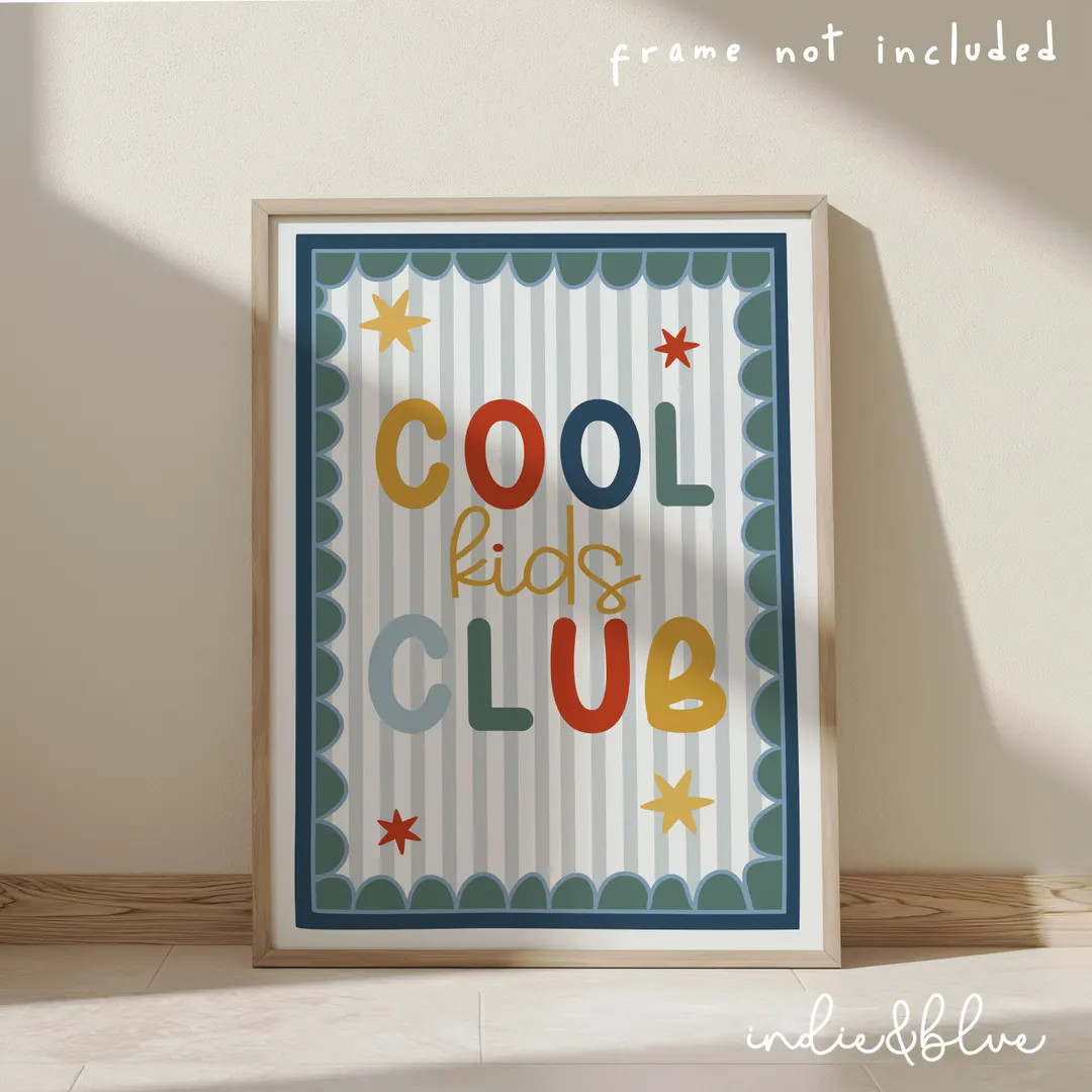 Cool Kids Club Print in Bright Colours, Scalloped Kids Retro Bedroom Playroom, Scandi Nursery Dec... | Etsy (US)