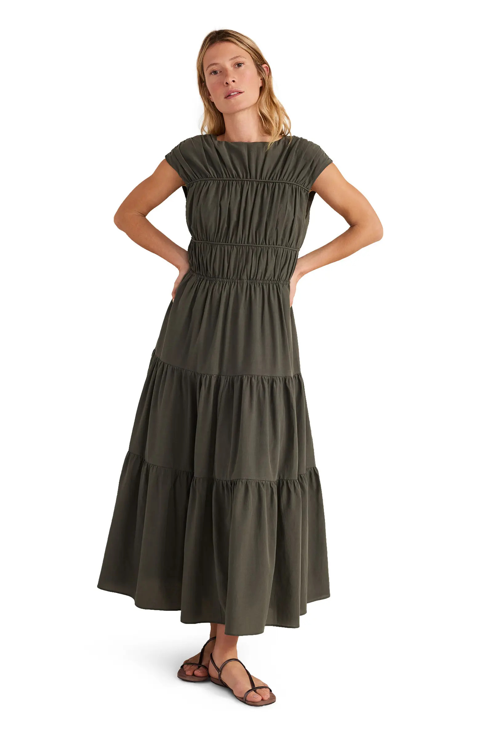 Cotton Voile Ruched Maxi Dress | Nordstrom