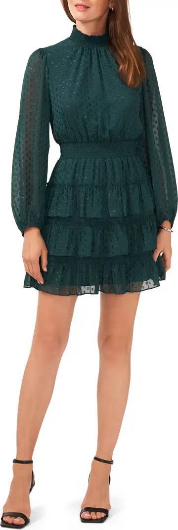 Polka Dot Long Sleeve Tiered Ruffle Minidress | Nordstrom