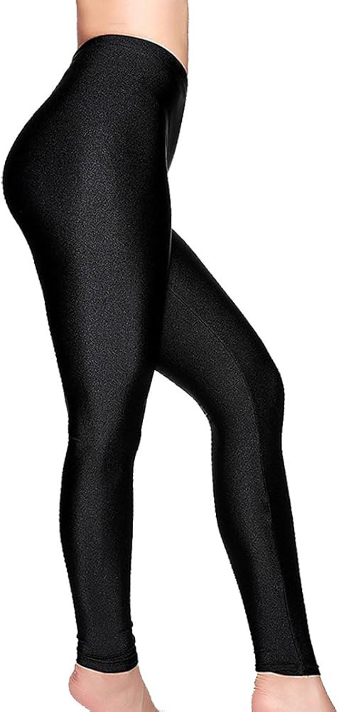 Romastory Women's Stretched Shiny Sports Leggings Mid-Waist Elastic Pants Shining Leggings Tights | Amazon (US)