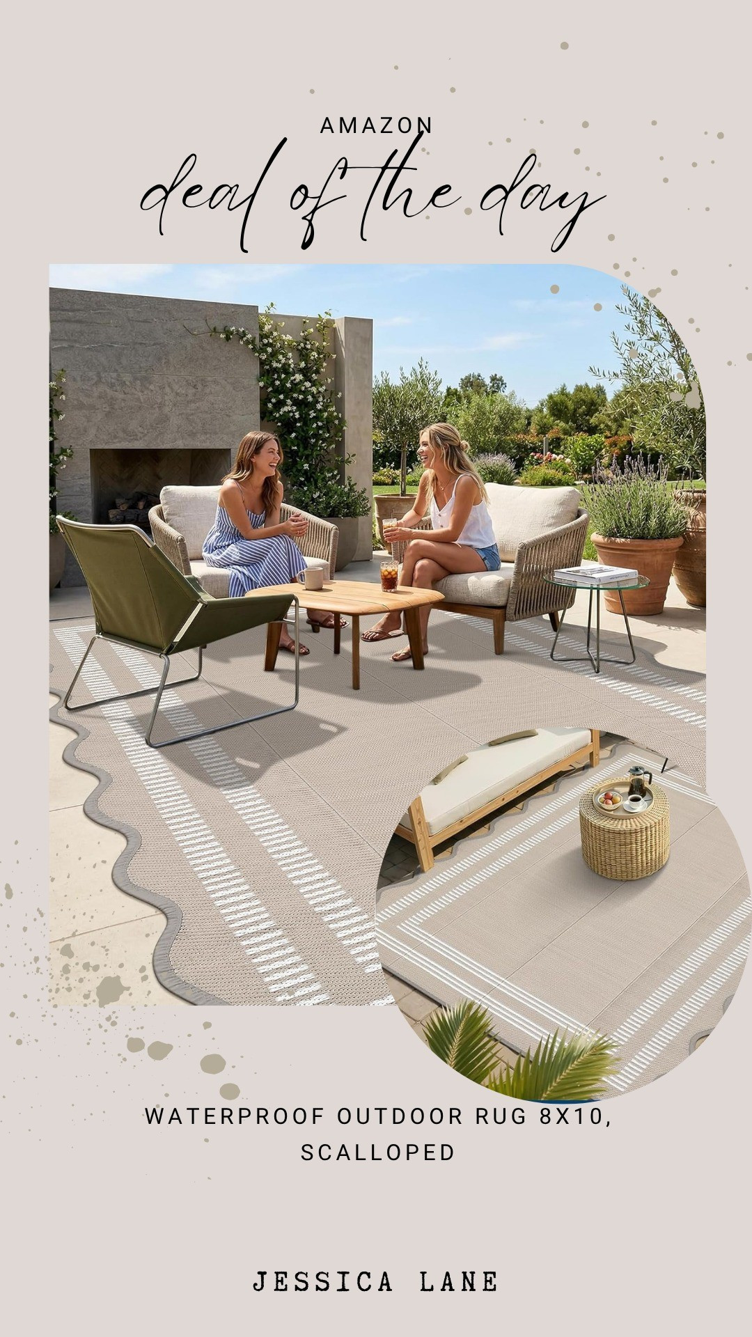 Add a soft touch to your patio with this 8x10 waterproof scalloped outdoor rug. The unique wavy border and neutral tones make it a versatile piece for any high-traffic outdoor area.#outdoorrug #patio #amazonhome #homedecor

#LTKSaleAlert #LTKHome #LTKSeasonal