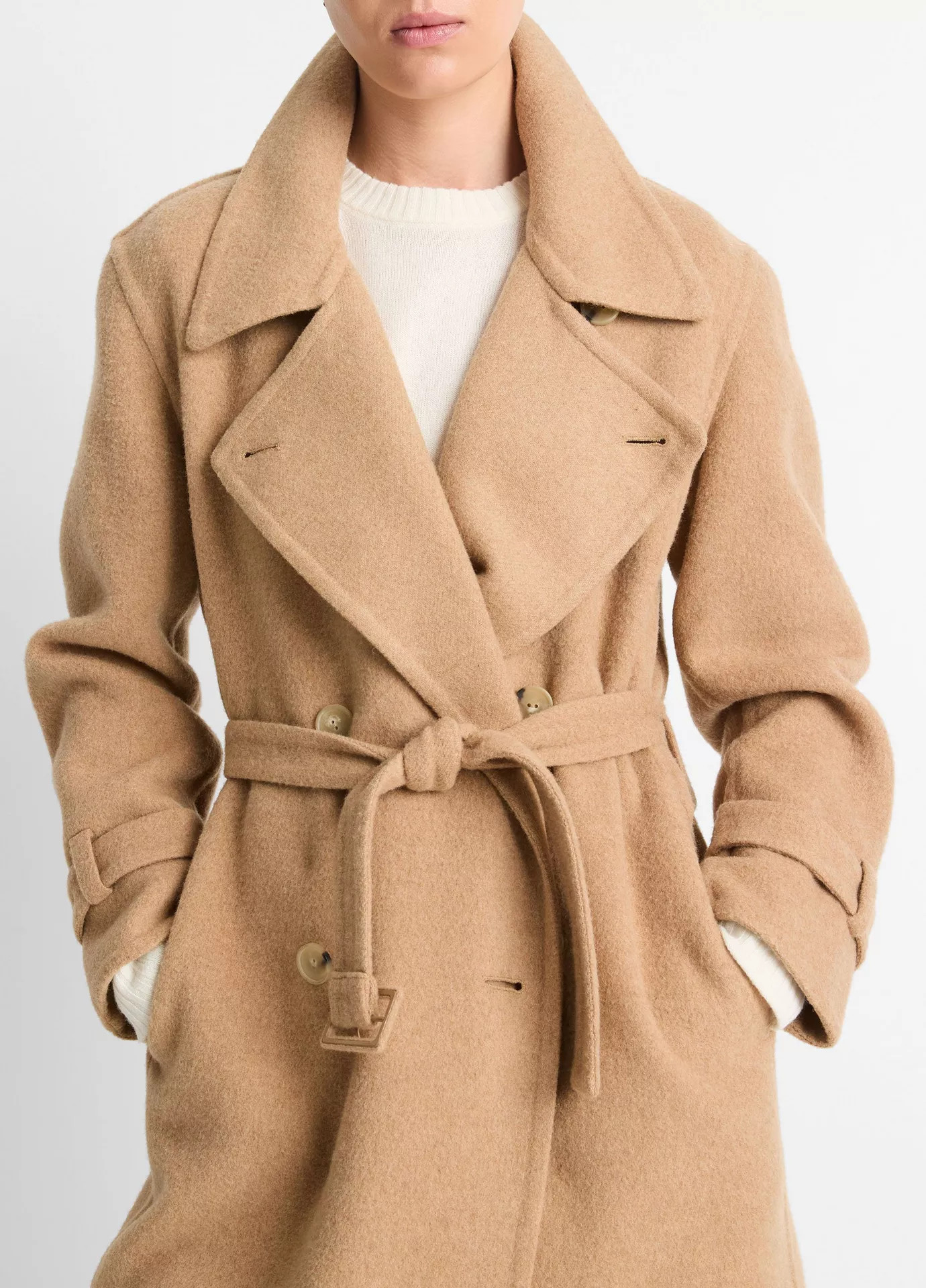Lofty Italian Wool-Blend Belted Long Coat | Vince LLC