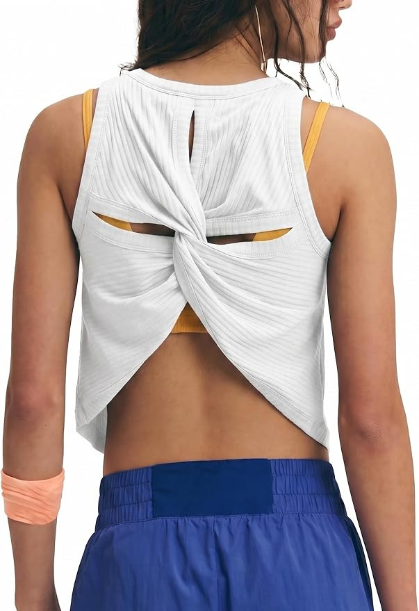 Womens Workout Tank Top Summer Sleeveless Ribbed Criss Cross Athletic Yoga Going Out Tee Tops | Amazon (US)
