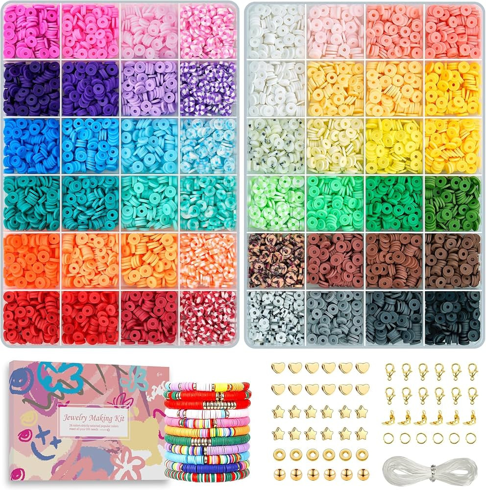 Velavior 7000 Pcs Clay Beads for Bracelet Making Kit, 2 Boxes 48 Colors Friendship Bracelet Kit P... | Amazon (US)