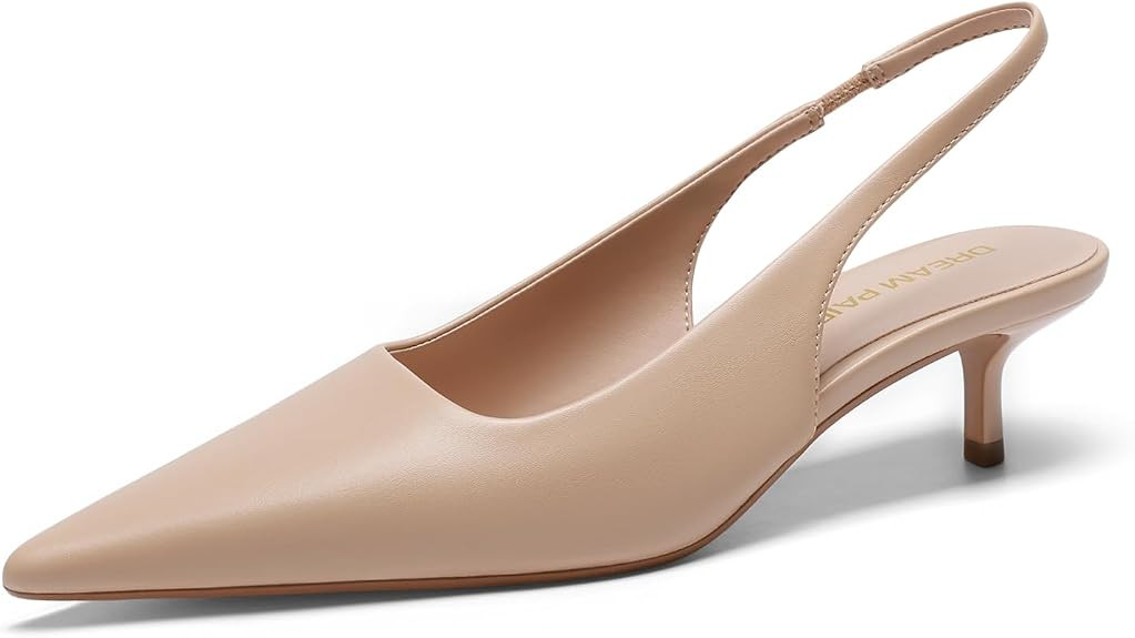 DREAM PAIRS Women's Kitten Heels Slingback Low Closed Toe Comfortable Pumps Pointed Toe Wedding P... | Amazon (US)