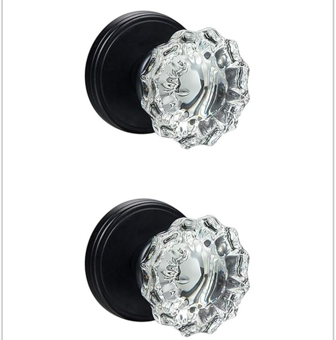 COOLNEWS Big Matte Black Dummy Door Knobs,Crystal Glass Non Turning Door Knobs，Black Inactive D... | Amazon (US)