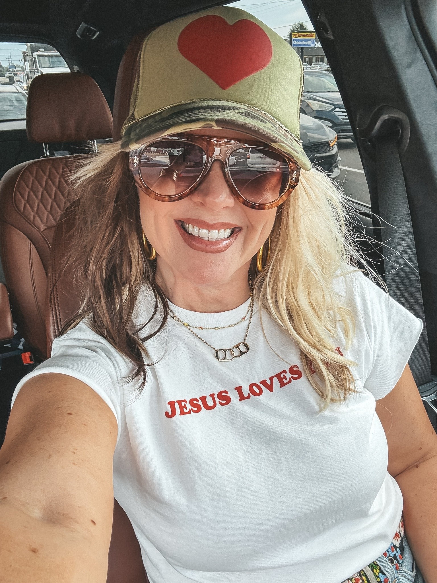 Love this hat, tee, and my go to soda tab necklace! These are also my most worn sunglasses.

#LTKOver40 #LTKootd
