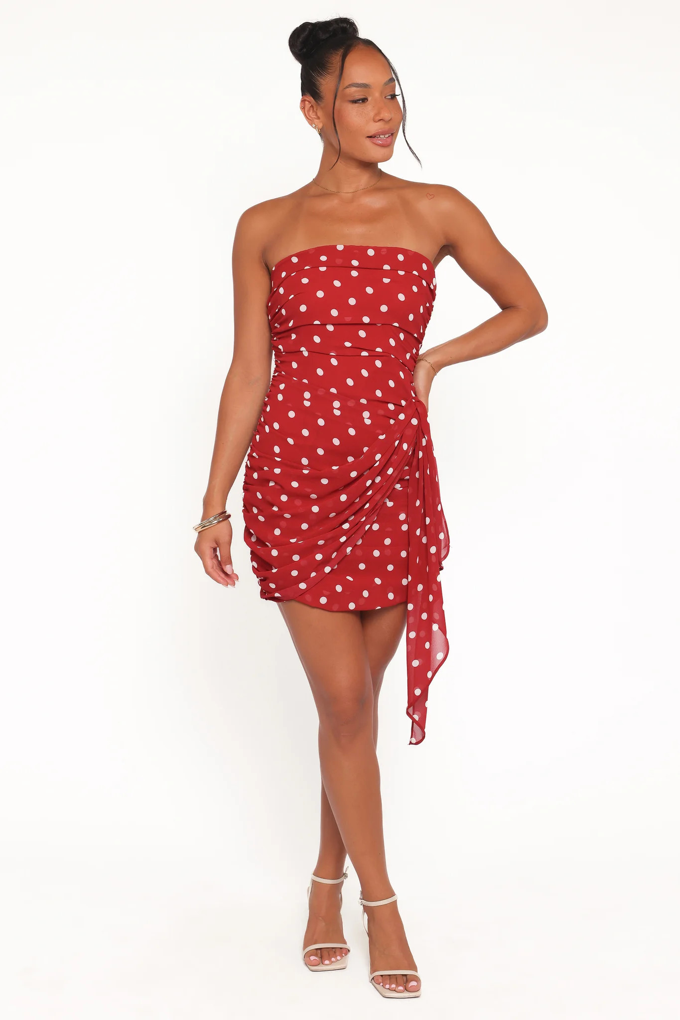 Kristen Strapless Mini Dress - Red Polka Dot | Petal & Pup (US)