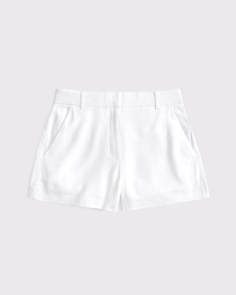 Abercrombie & Fitch Women's A&F Sloane Tailored Linen-Blend Short in White - Size 31 | Abercrombie & Fitch (US)