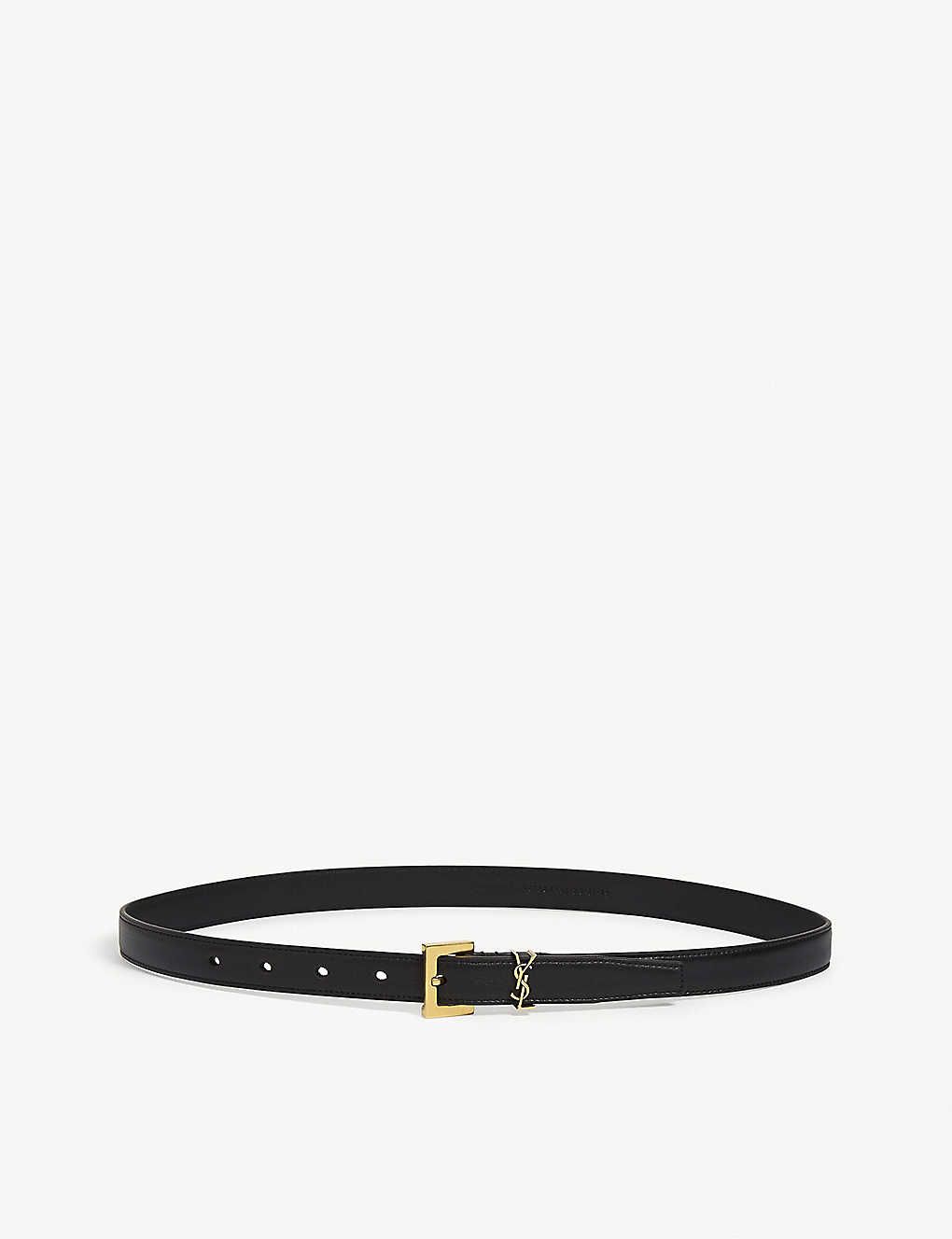 SAINT LAURENT
          
          Monogram logo leather belt | Selfridges