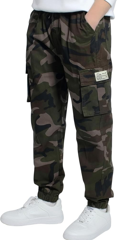 TLAENSON Boys Cargo Joggers Pants Elastic Waist Casual Jogging Trousers Bottom for Kids 6-16 Year... | Amazon (US)