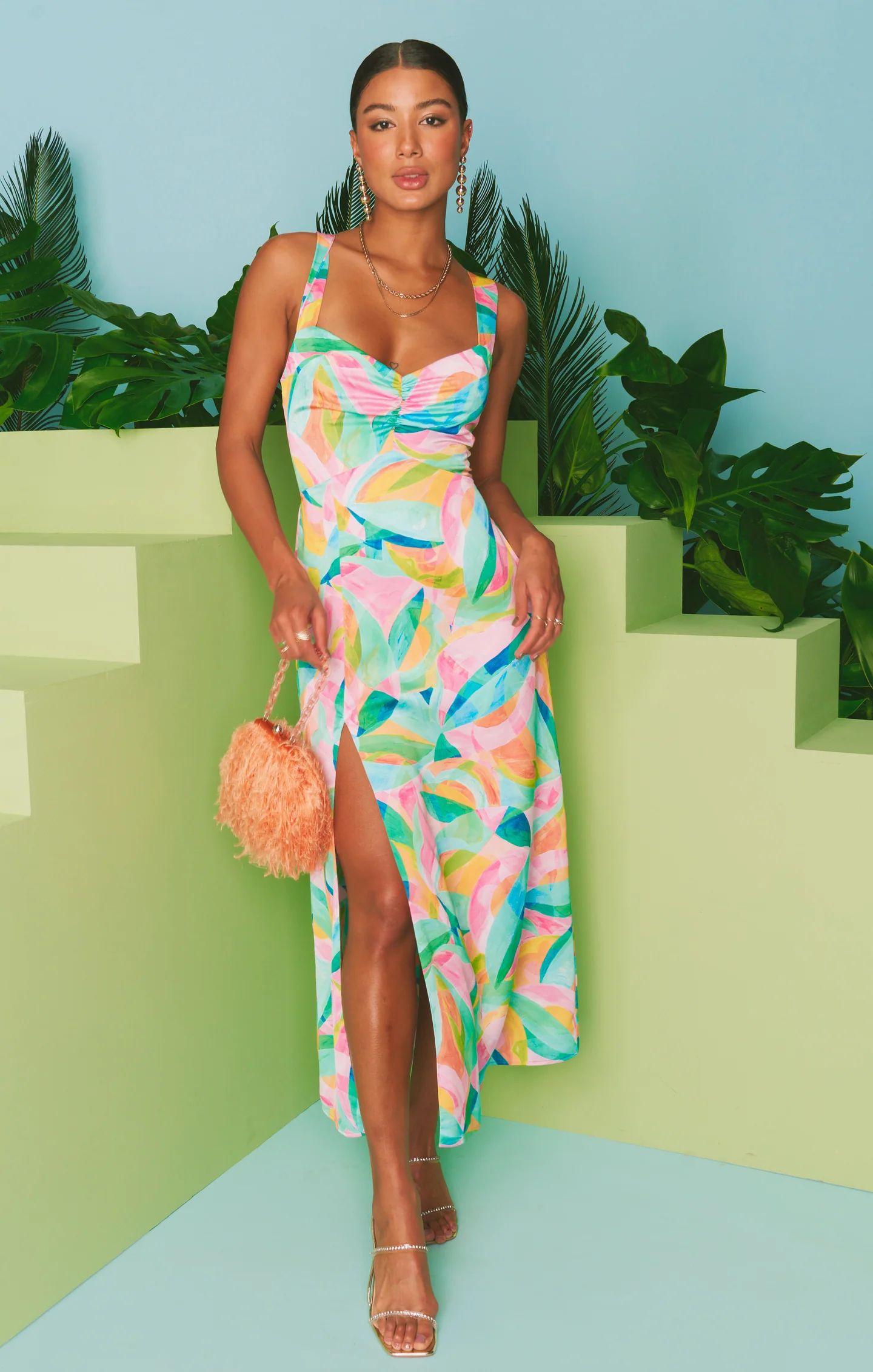 Mina Midi Dress ~ Tropicana Burst Luxe Satin | Show Me Your Mumu