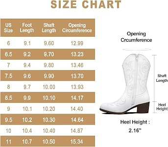 Vepose Women's Cowboy Boots 9800|Mid Calf Cowgirl|Western Embroidered Pull-on Boots for Ladies | Amazon (US)