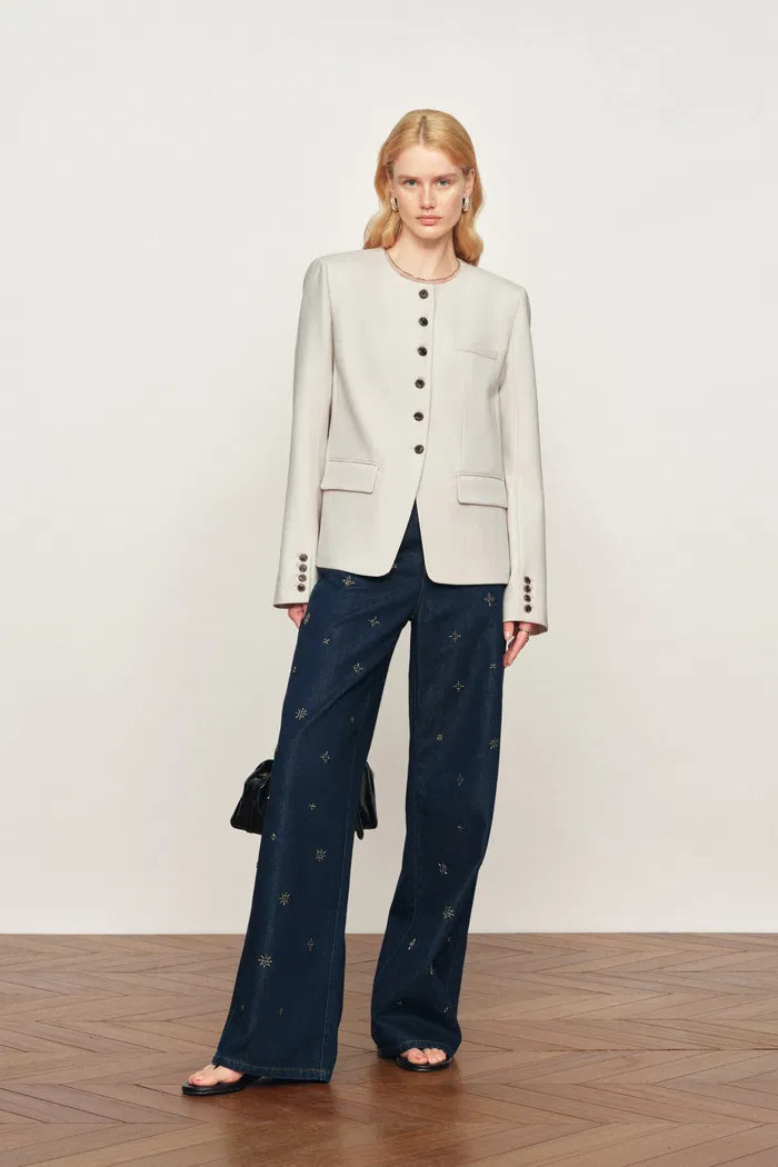 Celia Round Neck Suit Blazer in Fine Worsted Wool | Fabrique