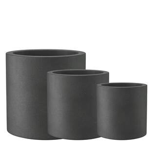 15.7 in. 12.6 in. 9.8 in. Weathered Concrete Planters (Set of 3), Outdoor Indoor, Weather Resistant, Drainage Hole | The Home Depot