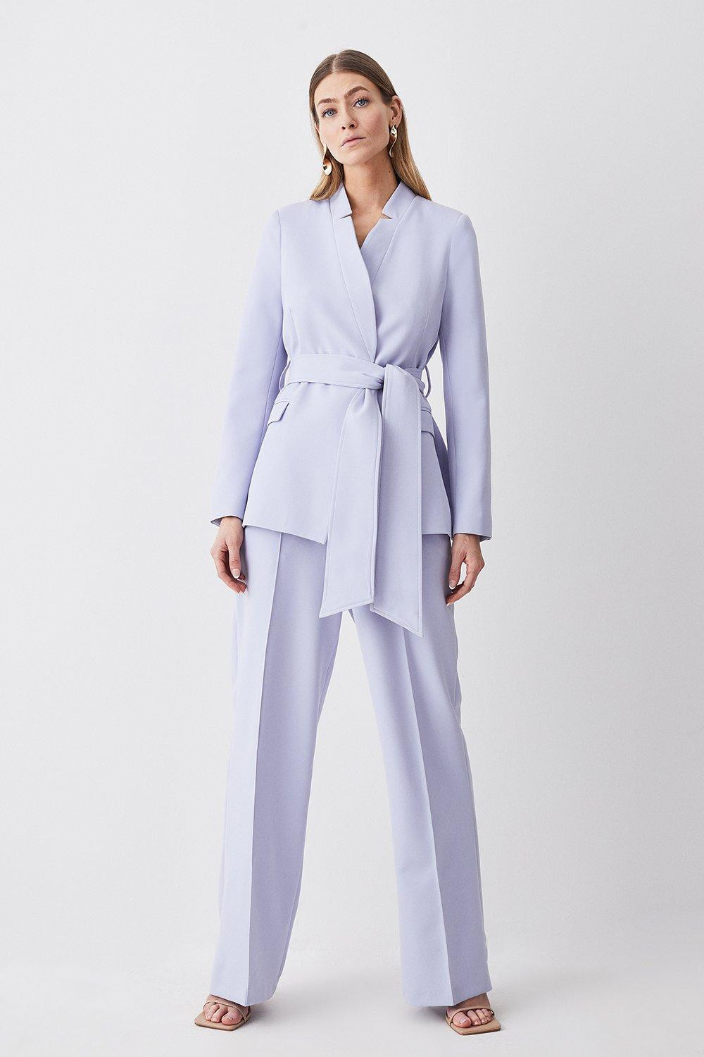 Stretch Cady High Rise Wide Leg Trouser | Karen Millen UK + IE + DE + NL