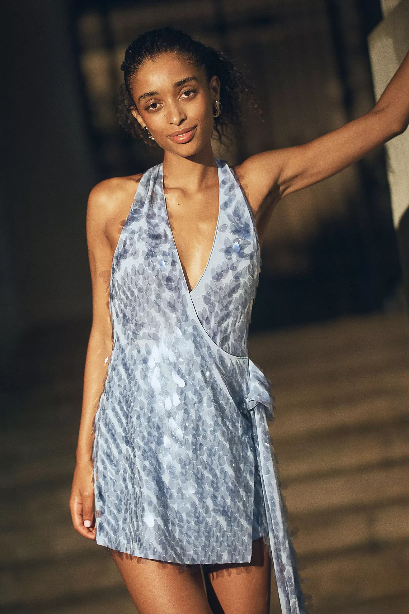 MISHA Sapphire Sequin Plunge Mini Dress | Anthropologie (US)