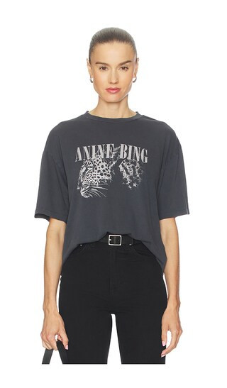 ANINE BING Cohen Leopard Tee in Black. - size S | Revolve Clothing (Global)