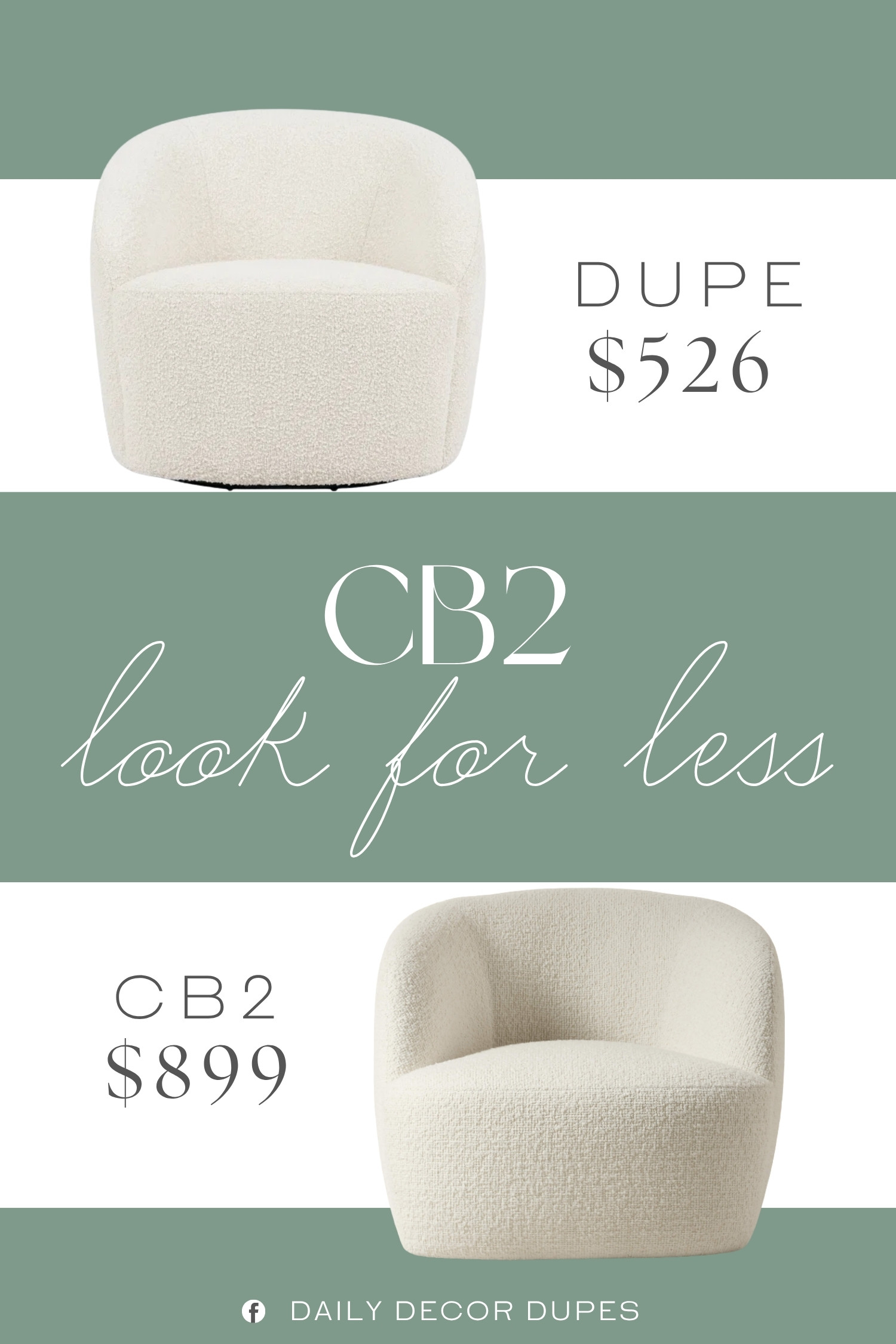 The CB2 Gwyneth Ivory Boucle Swivel Chair combines plush boucle upholstery with a rounded barrel silhouette and swivel base for a stylish mix of comfort and function. The soft ivory fabric makes this accent chair especially versatile in living rooms, bedrooms, reading nooks, and cozy corners, pairing beautifully with neutral palettes, natural wood, and modern interiors. A similar style around $526 offers a more approachable way to bring that cozy designer-inspired look home. 🪑✨🏡

Home more affordable option find similar look for less budget friendly affordable cheap cheaper beautiful pretty. Clearance sale coupon code discount code promo code luxury Inspo inspiration inspired by idea ideas Love like these? I share multiple every day in my FB group.
#CB2Inspired #GwynethSwivelChair #BoucleChair #BoucleSwivelChair #IvoryAccentChair #SwivelChair #BarrelChair #LivingRoomFurniture #FurnitureFinds 

 #LTKHome