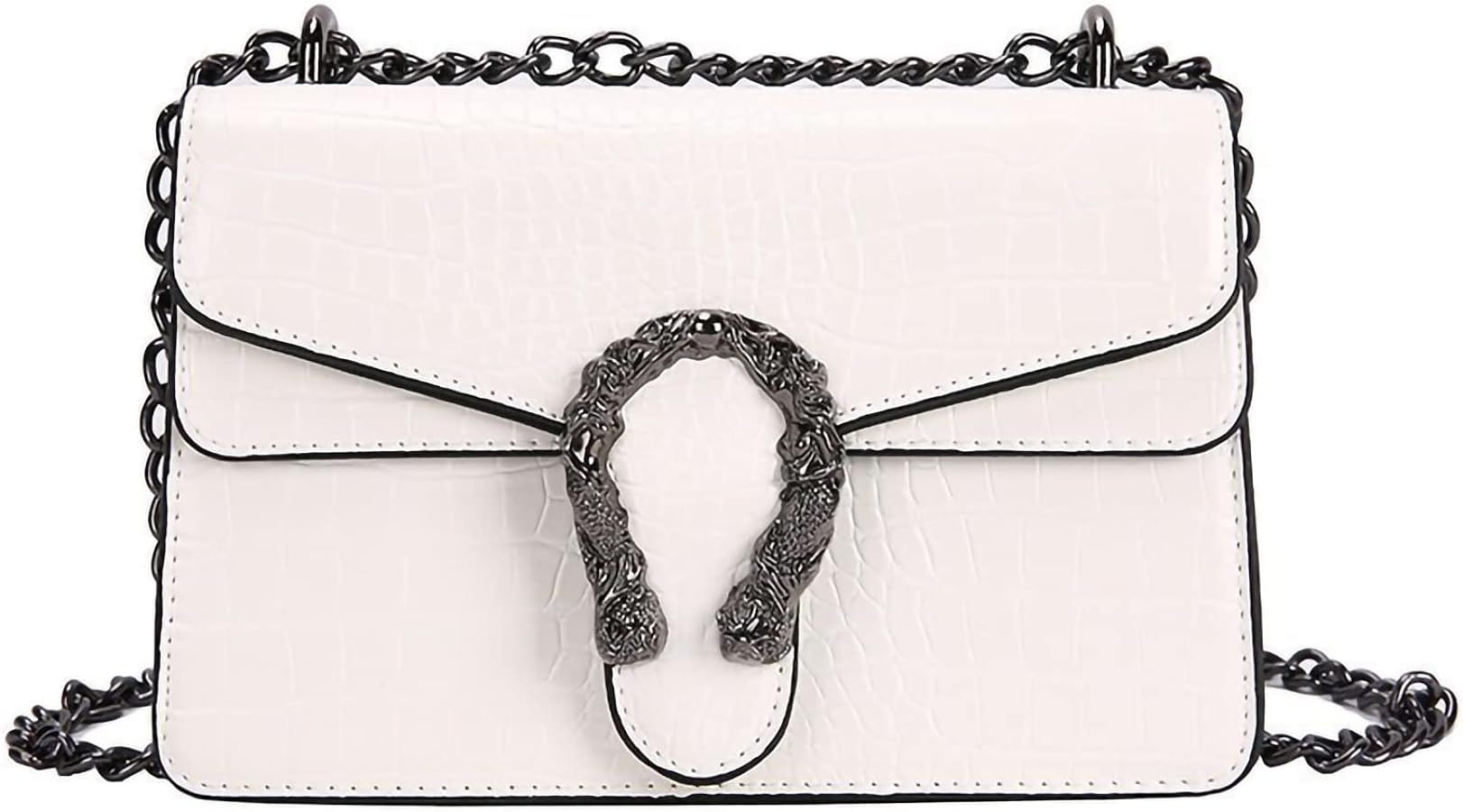 Leather Shoulder Bag Chain Purse for Women - Fashion Crossbody Bags Vintage Snake Print Underarm ... | Amazon (US)