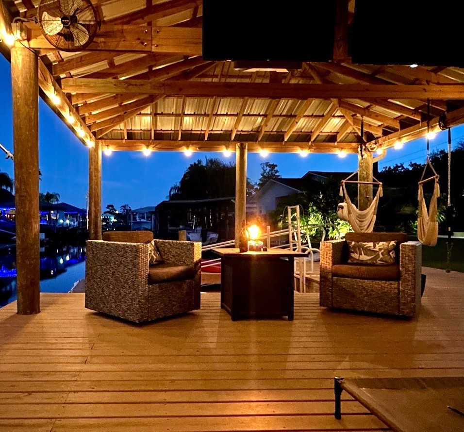 Dock furniture patio decor swivel chairs fire table string lights backyard outdoor living boathouse 

#LTKSeasonal #LTKSaleAlert #LTKHome