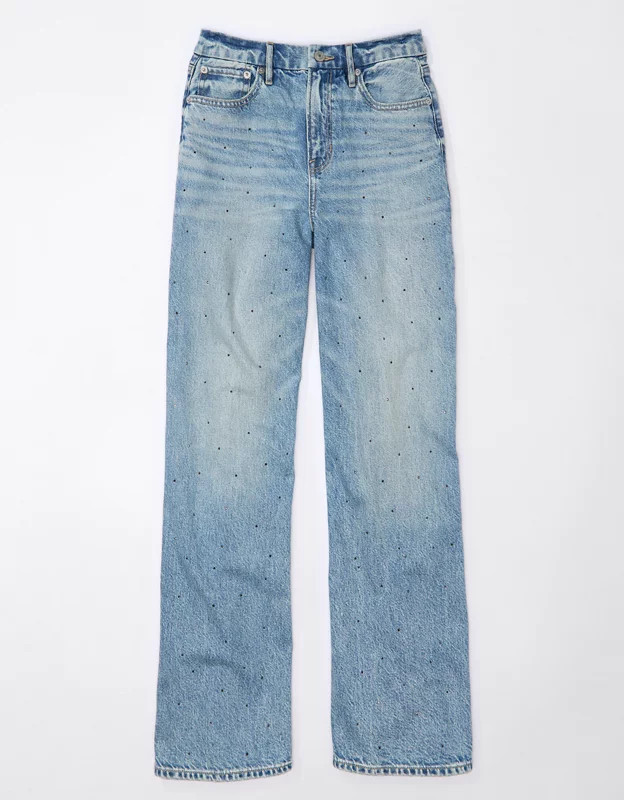 AE Strigid Curvy Super High-Waisted Baggy Straight Embellished Jean | American Eagle Outfitters (US & CA)