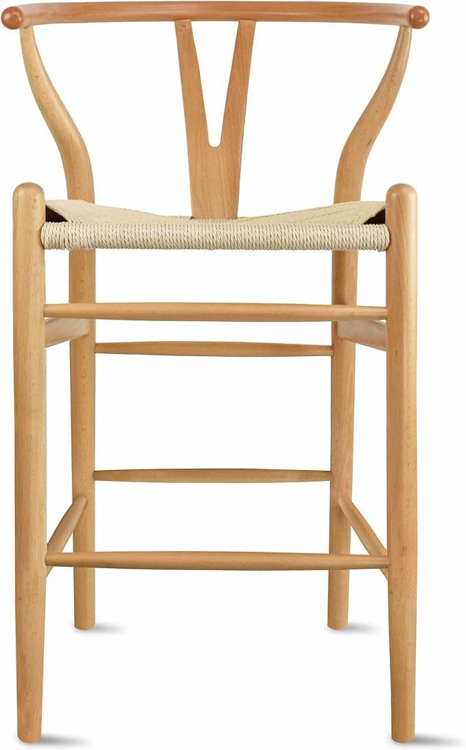 2xhome Wishbone Counter Height Barstool with Woven Paper Cord Seat | Fully Assembled | Wooden Y B... | Amazon (US)