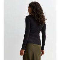 Petite Black Ribbed Roll Neck Top New Look | New Look (UK)