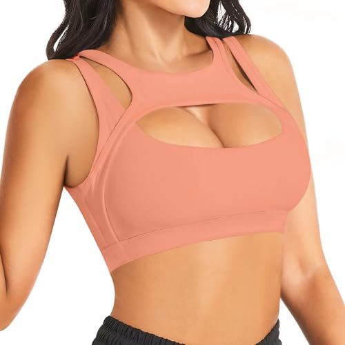 Push up Sports Bra for Women Sexy Hollow Crop Tops with Removable Cups Yoga Workout Fitness Yoga Bra Medium Support Bright Pink XX-Large | Amazon (US)