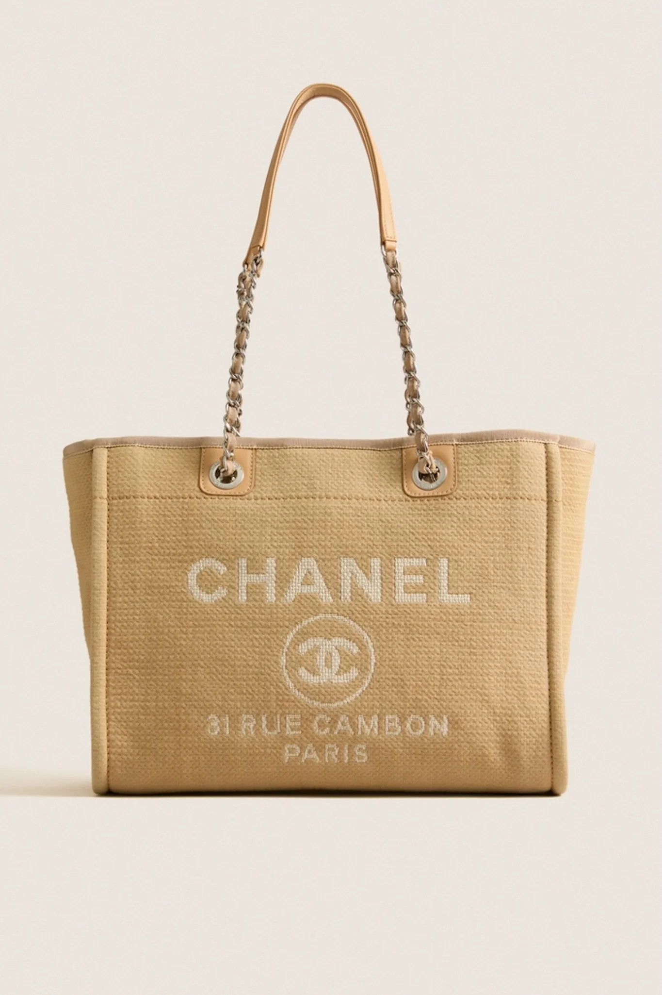 CHANEL Beige Mixed Fibers Small Deauville Tote | Tuckernuck (US)