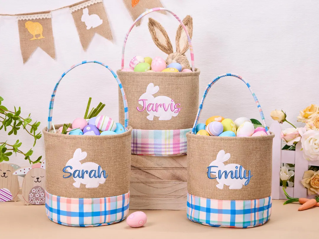 Personalized Easter Basket with Name Embroidered Easter Basket Custom Easter Egg Hunt Basket Baby... | Etsy (US)