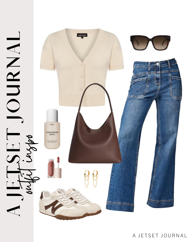 After pairing this button-down cardigan with high-waisted jeans, wear sneakers and drop dangle earrings to complete the look. Finish the outfit by applying Summer Fridays’ lip oil and PHLUR’s Cashmere skin body mist. 

 #LTKSeasonal #LTKSaleAlert #LTKTravel